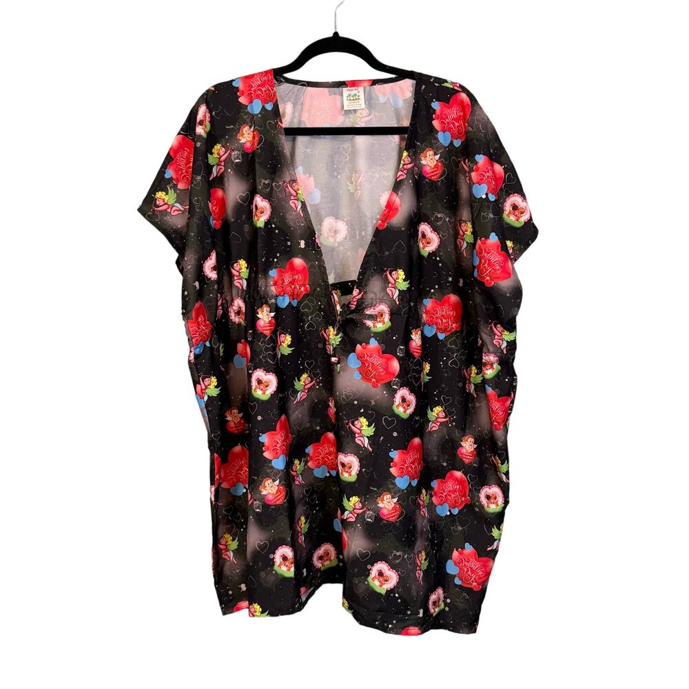 HAPPY BAY Swim Cover Up Happy Valentine's Day Beach Swimwear Summer Black Red